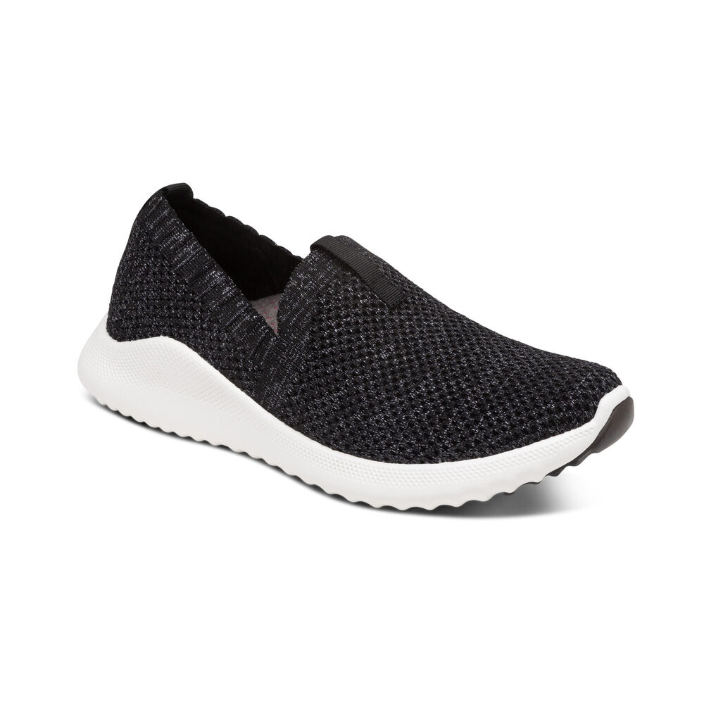 Aetrex Women's Angie Arch Support Sneakers - Black | USA 8EKOE6M